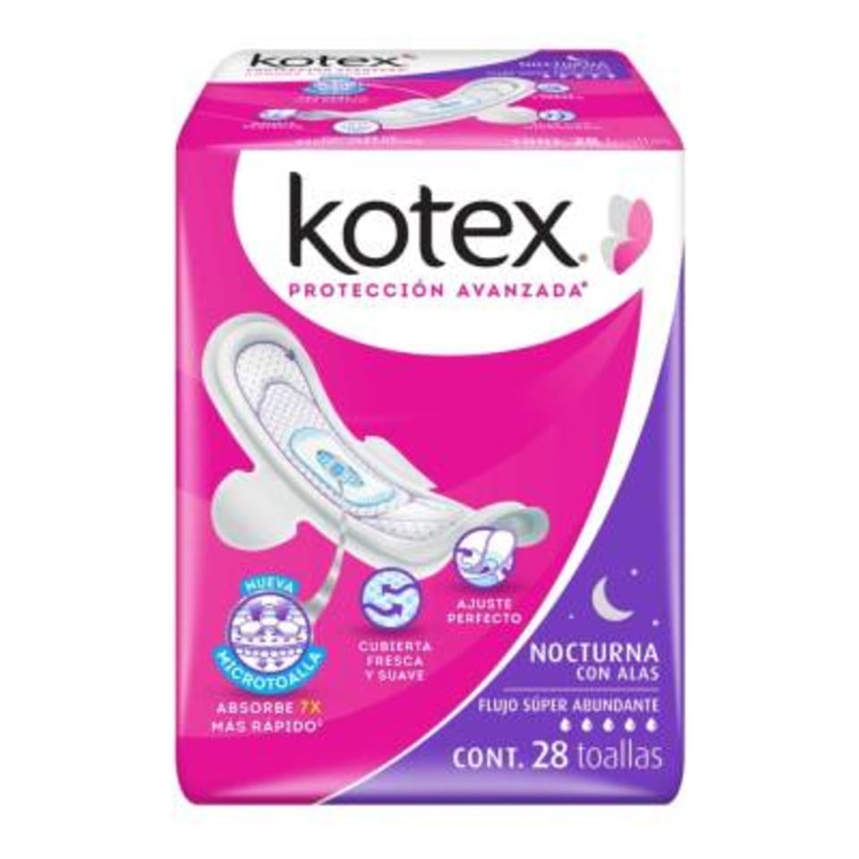 Toallas femeninas Kotex nocturna flujo